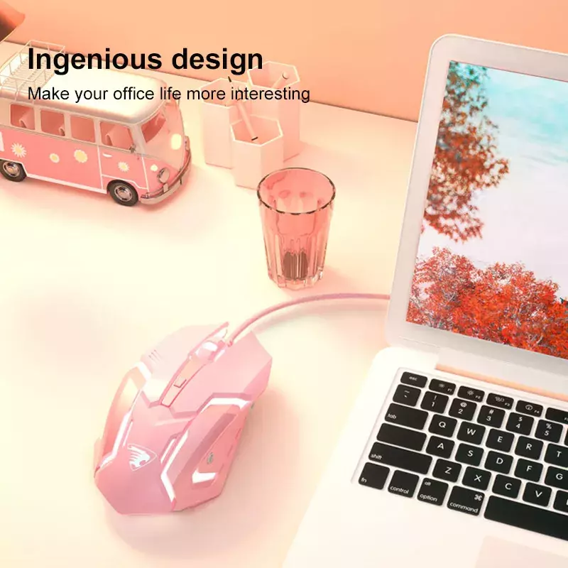 Ratón inalámbrico para juegos, Mouse silencioso ergonómico con 4 teclas, retroiluminado, Mini Mouse mágico para ordenador portátil, PC, regalo para niña