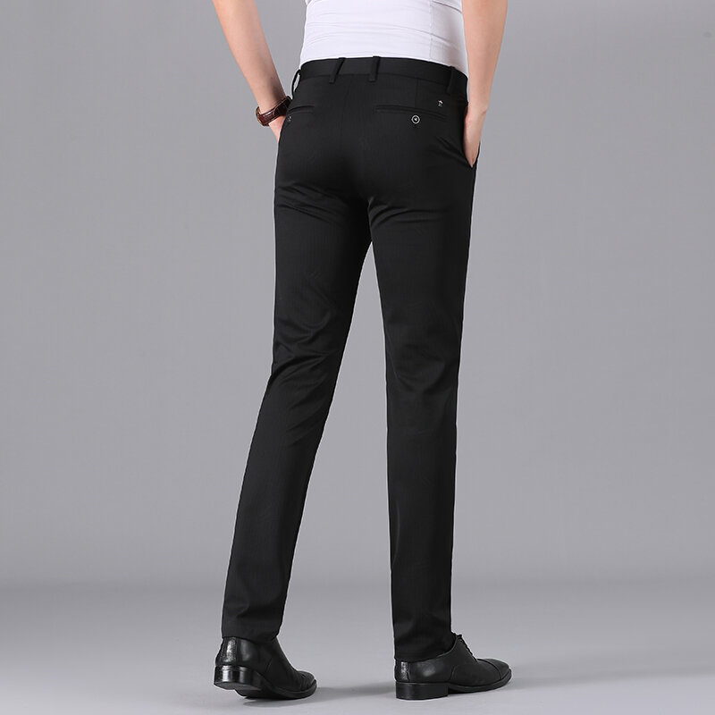Новинка 2022, деловые повседневные мужские брюки, тонкие брюки, Летние черные дышащие брюки