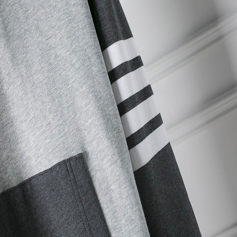 TB THOM-최신 커플 후드 스웨터 셔츠, 4 줄무늬, 넉넉한 색상, 긴 소매 럭셔리 브랜드, 남성용 스웨터 셔츠