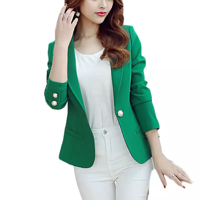 Green/Yellow Single Button Ladies Blazers Women 2022 Spring Summer Women Suit Jackets Blazer Femme Office Tops Coats