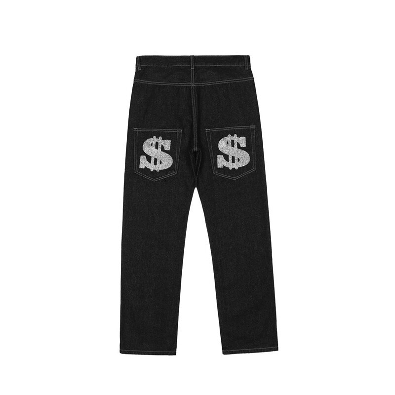 Джинсы мужские с принтом, прямые мешковатые модные брюки оверсайз в стиле панк, уличная одежда с рисунком в стиле хип-хоп, Y2k, черные