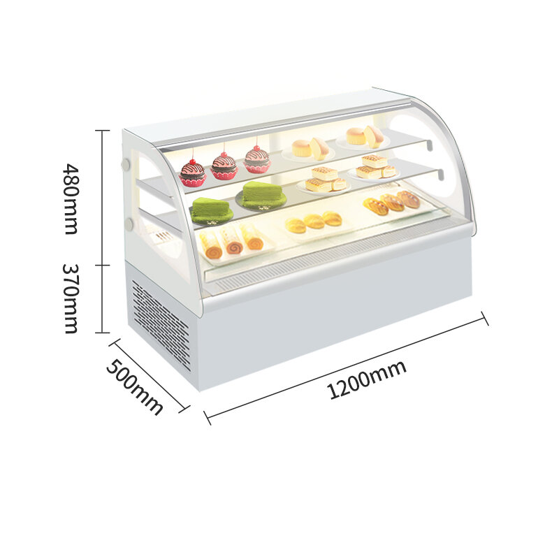 Counter-type fresh-keeping display cabinet refrigerated fruit cake sushi small refrigerated cabinet right angle arc cabinet