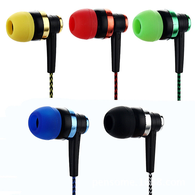 In-Ear Headsets 3.5mm Jack Subwoofer Sports Headphones Pattern Braided Line High Quality Mobile Phone Headset