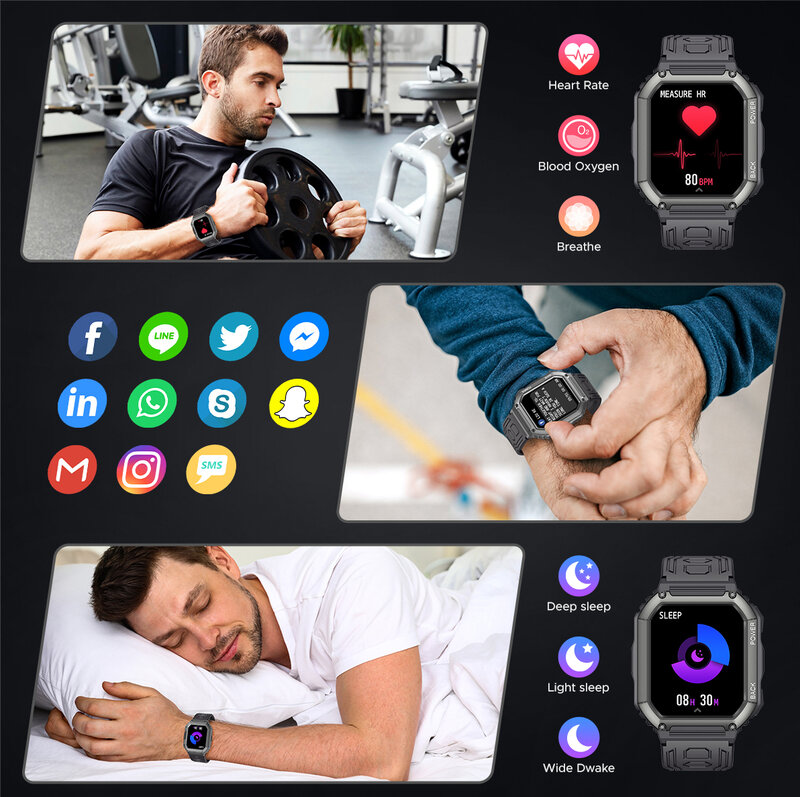 CanMixs-reloj inteligente para hombre y mujer, accesorio de pulsera resistente al agua con GPS, seguimiento deportivo, llamadas, Bluetooth, modo de espera largo, compatible con IOS y Android