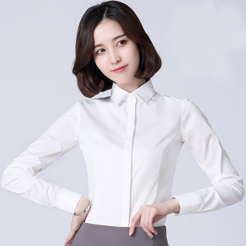 Long Sleeve Shirt Women Work Shirt Fashion Women Long Sleeve Shirts Tops Office Shirt Lady Basic Plus Size Korean Woman Blouse