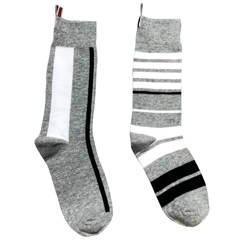 TB THOM Stripe Splicing Socks 2023 Fashion Brand Socks Men  Cotton  Casual Crew Socks Hip Hop Medium Tube Socks 3 Pairs with Box