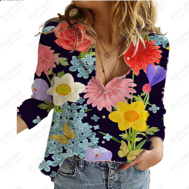 여성용 여름 반팔 셔츠, 3D 열대 식물 셔츠, 디자이너 플라워 의류, 캐주얼 플러스 사이즈 셔츠