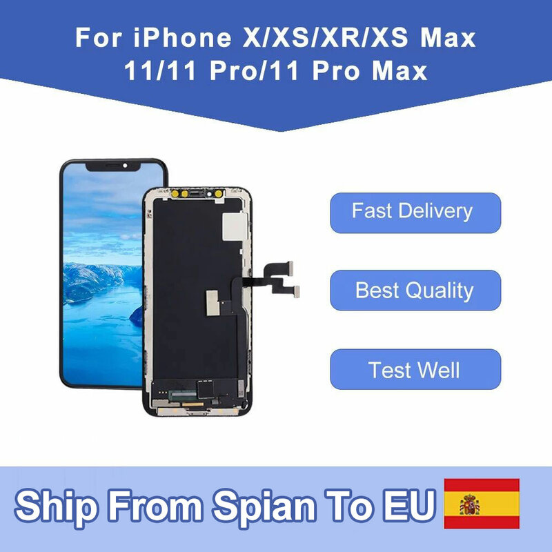 Elworld untuk Iphone 12 X XR XS XS MAX OLED Tampilan Pengganti Layar LCD dengan Perakitan Digitizer Sentuh 3D 11 12 Pro Max Incell
