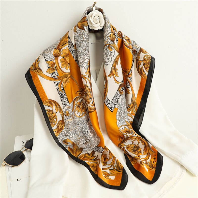 Pañuelo cuadrado de seda para mujer, banda elegante para la cabeza, chal de Malasia, nuevo diseño