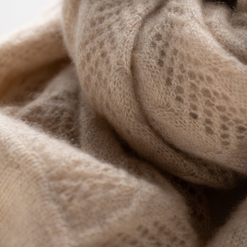 Женский кашемировый шарф 100%, Вязаная Шаль из пашмской ткани, двухцелевая накидка, кардиган, женская одежда, новый осенне-зимний ажурный модн...