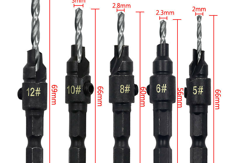 4/5pcs Countersink Drill Bit Carpentry Drill Set Drilling Pilot Holes For Screw Sizes #5 #6 #8 #10#12 Drilling Woodworking Tools
