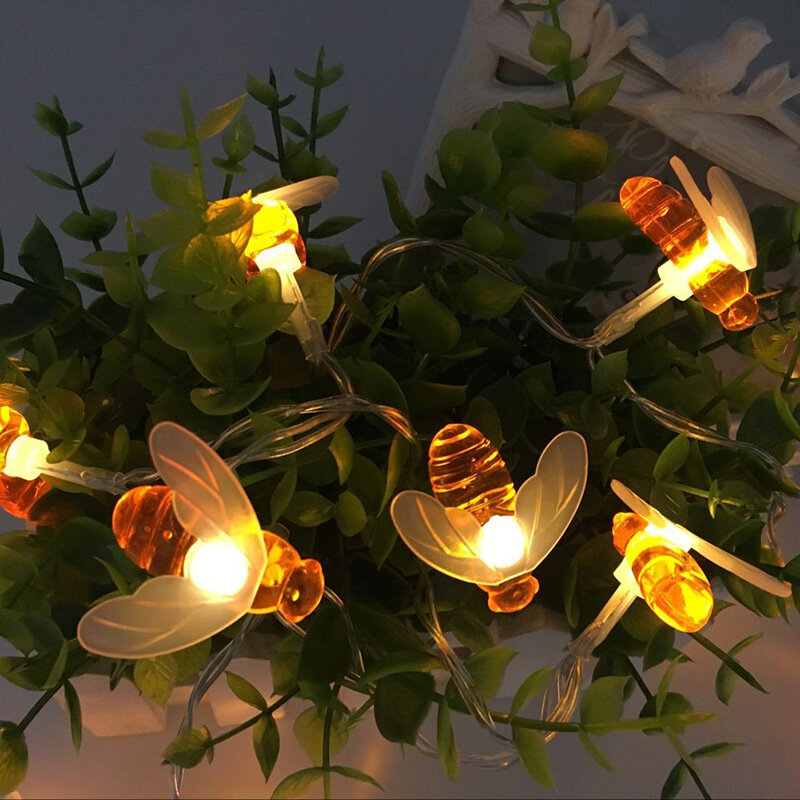 Holiday Cute Honey Bee lampki świąteczne na sznurku Garland ozdoby na choinkę do domu ogrodowa dekoracje weselne