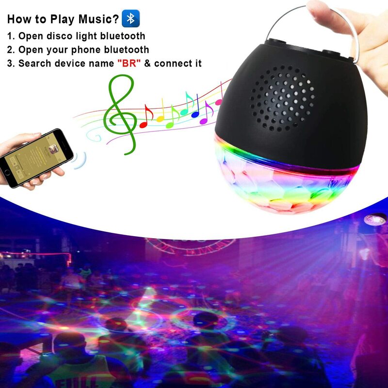 DJ Disco Lights 16 Colors Rotating LED Party Stage Lights with Bluetooth Remote Control for Birthday Disco Party Bar Christmas