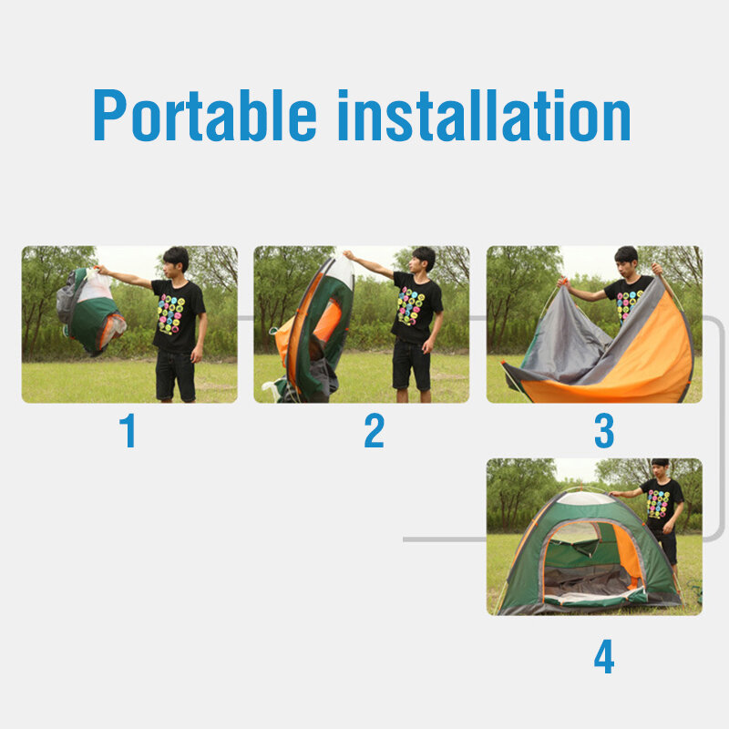 Quick Automatic Opening Tenten Outdoor Camping Backpacken Tent Voor 3-4 Personen Kamp Apparatuur Voor Familie Picknick