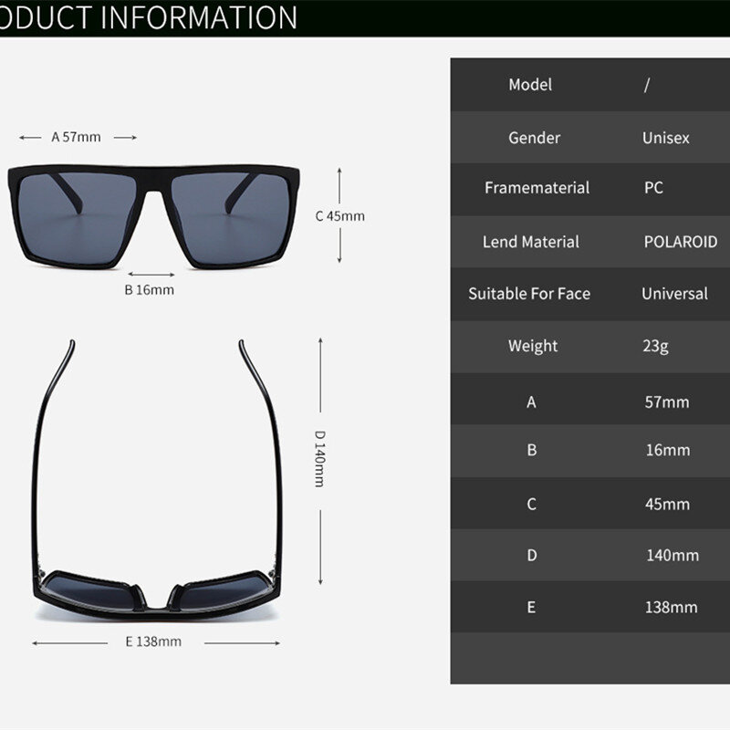 Gafas de sol cuadradas para hombre, lentes de sol masculinas de gran tamaño con espejo cromático, de marca de diseñador, novedad