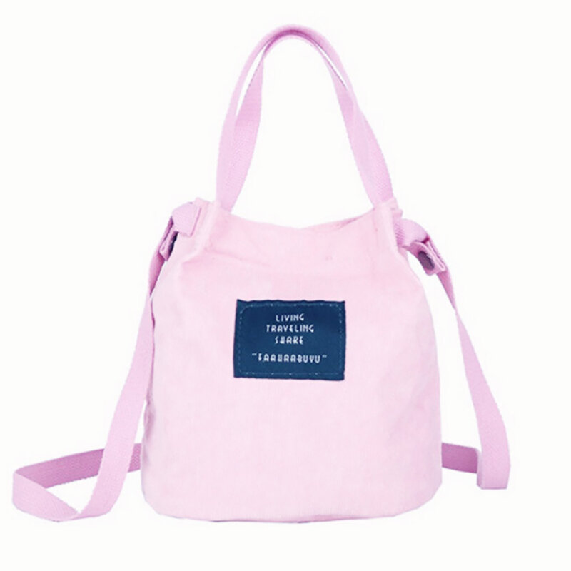 Corduroy bolsa tote para mulheres sacos personagens versáteis com ferrolho estilo preppy estudantes cor pura bolsa de ombro único portátil