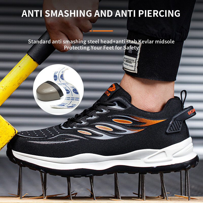 Stalowe ochronne buty robocze na palcach dla mężczyzn nowe odporne na przebicie przemysłowe buty do pracy niezniszczalne bezpieczne trampki