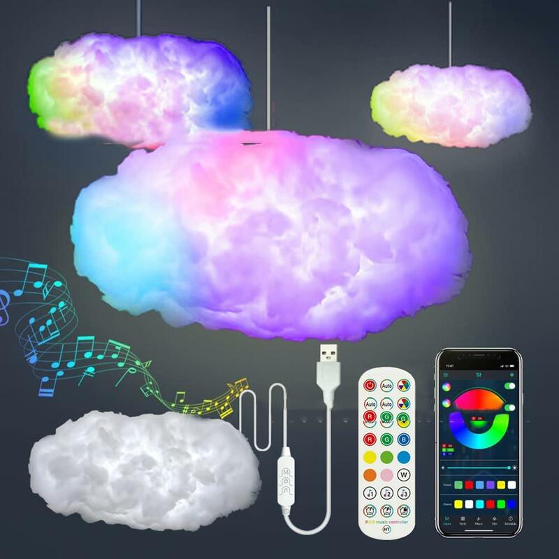 3D RGB Led Cloud Light Colorful With Remote Control USB Powered Adjustable Brightness DIY For Indoor Home Bedroom Decorations