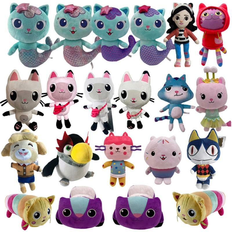 Maison de poupée en peluche de dessin animé Gabbys, jouet en peluche Kawaii, chat sirène, cadeau d'anniversaire pour enfants