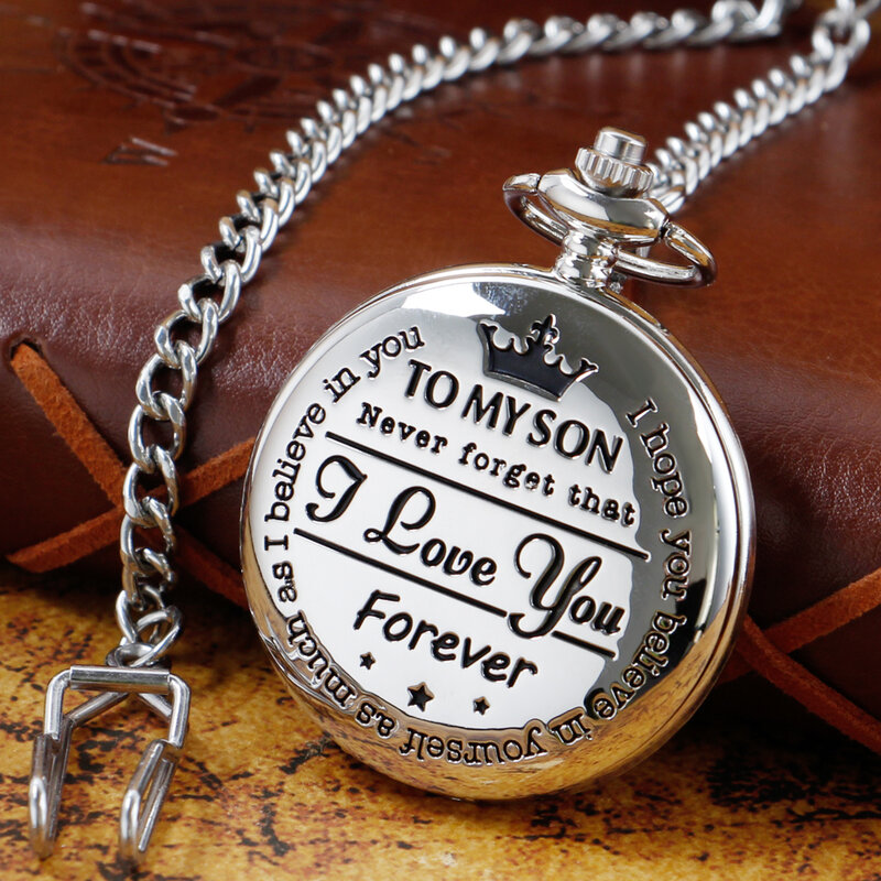 "To My Son" นาฬิกา I LOVE YOU Flip Fob Jam Rantai เด็กวันเด็กวันเกิดที่ดีที่สุดของขวัญ