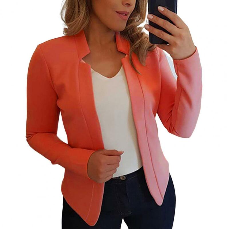 Women Blazer Open Stitch Cardigan Solid Color Slim Fit Long Sleeve Warm Business Outwear Spring Suit Jacket Women куртка женская