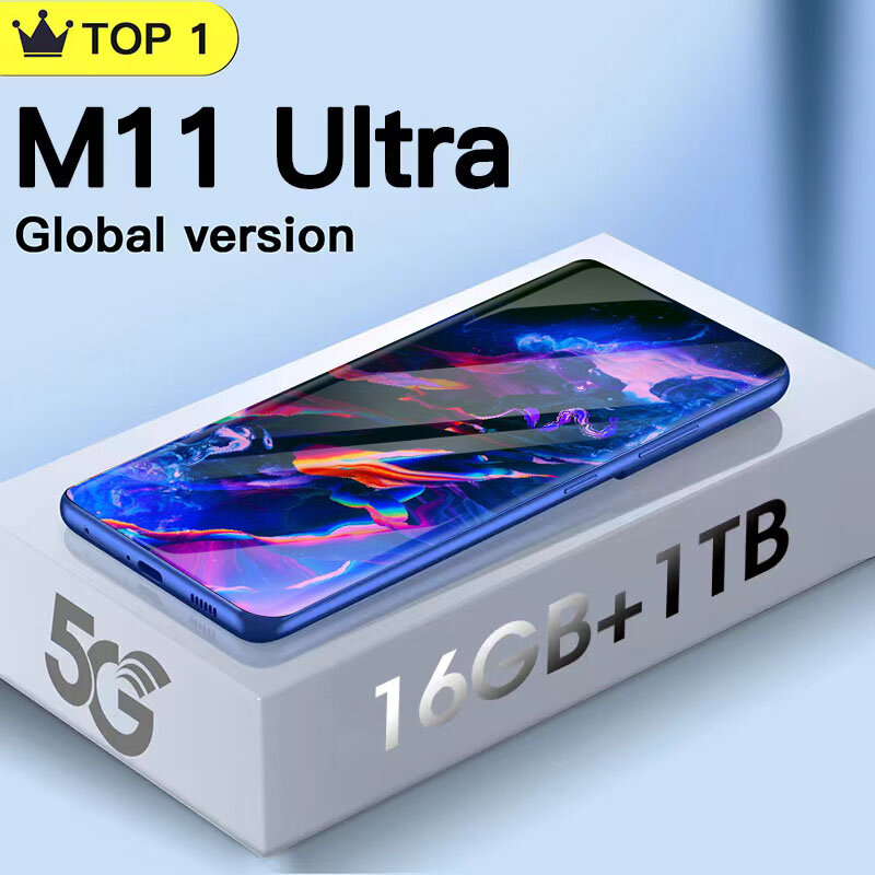 Telefono Android M11 Ultra cellulari 5G 16GB RAM 1TB ROM versione globale cellulare 10Core 24MP + 48MP Smartphone 6800mAh Celular