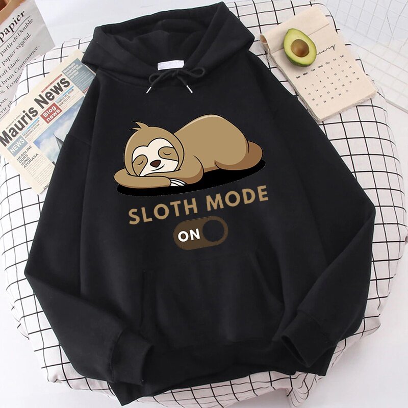 Fashion Women Hoodies Funny Sloth Mode on Printed Hoodies Hooded Sweatshirts Pullovers Hoodie  Y2k Clothes