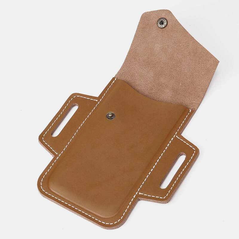 2022 New Men Genuine Leather Vintage 6.3 inch Phone Bag Waist Bag Belt Bag Phone Holster Storage Casual Phone Bag With Belt Loop