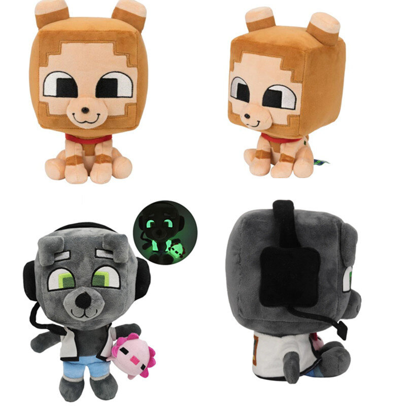 Bobicraft Gitd Wolf 봉제 인형, 부드러운 동물 인형, 귀여운 게임 캐릭터 장난감, 어린이, 소년 생일 선물, 25cm