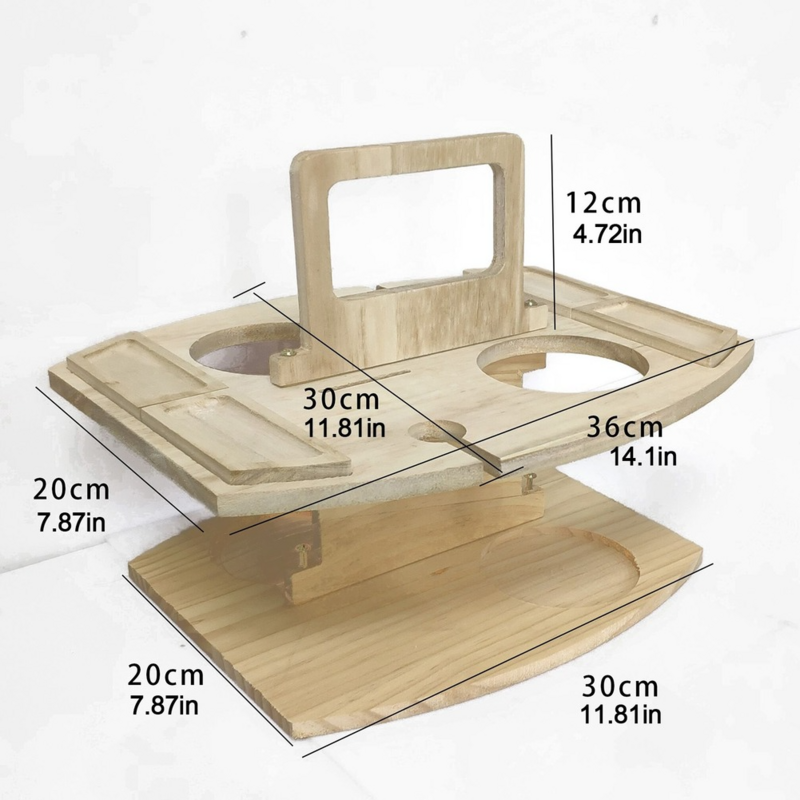 Picnic Wooden Table Carry Handle Outdoor Folding Wine Table Wine Glass Holder Folding Table Fruit Snack Tray Removable