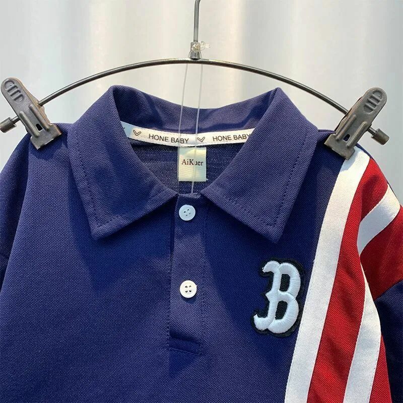 2-9yboys Kurzarm-Set neue schöne Kinder Sportswear Set Jungen Baby Baumwolle Polo-Ausschnitt T-Shirt Shorts 2-teiliges Set