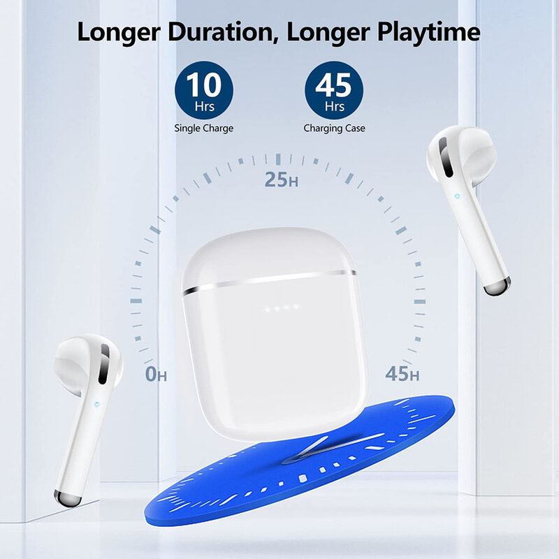 Fone de ouvido TWS Bluetooth 5.0 Fone de ouvido sem fio com microfone 9D estéreo para jogos esportivos Fones de ouvido à prova d'água Fones de ouvido com caixa de carregador conduzida