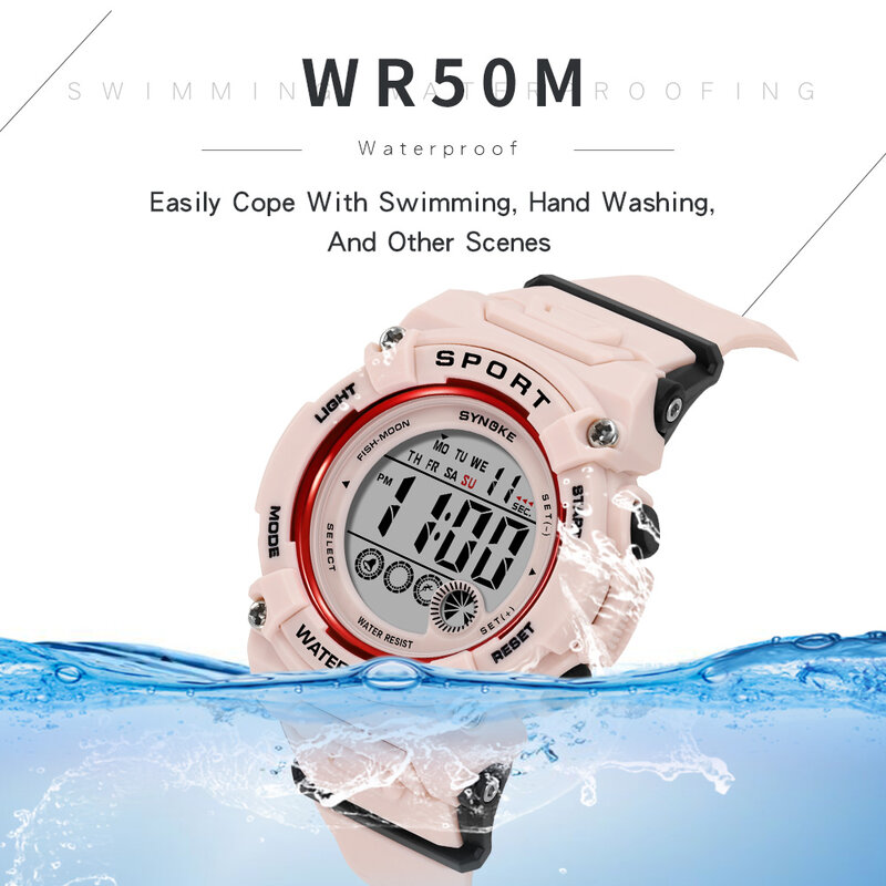 Kinderen Horloge Synoke Elektronische 50M Waterdichte Sport Leisure Horloge Lichtgevende Alarm Week Display Student Horloge Reloj De Seoras