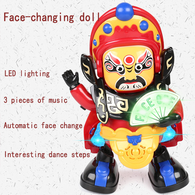 얼굴 변경 인형 전기 아기 장난감, 자동 춤 로봇, 사천 오페라 얼굴 변경 인형, 어린이 생일 선물