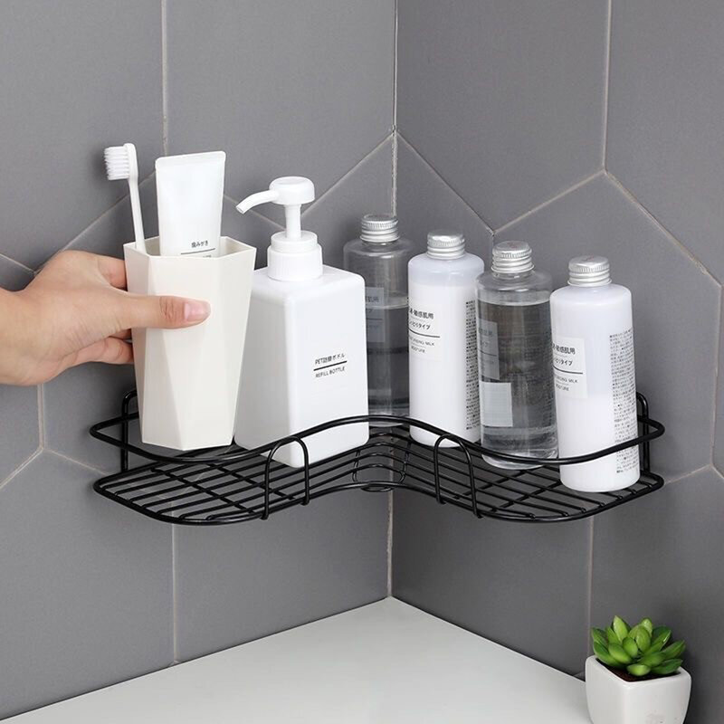 Prateleira do banheiro chuveiro montagem na parede shampoo suporte de armazenamento com ventosa sem perfuração cozinha armazenamento acessórios do banheiro