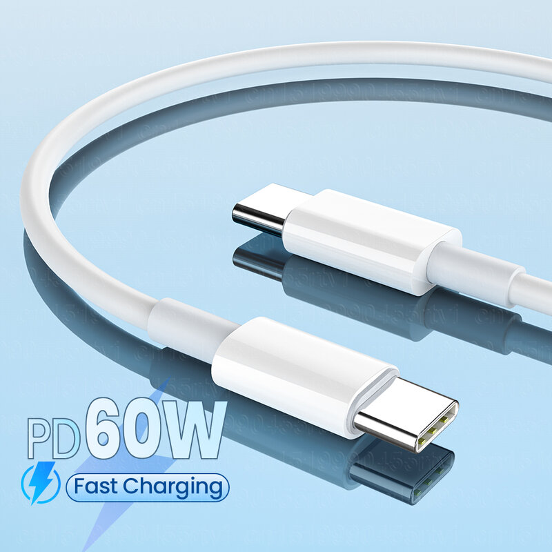 60W USB Type C USB C USB-C PD Fast Charging Charger สายไฟสำหรับ Macbook Samsung Xiaomi ประเภท-C USBC สาย2M