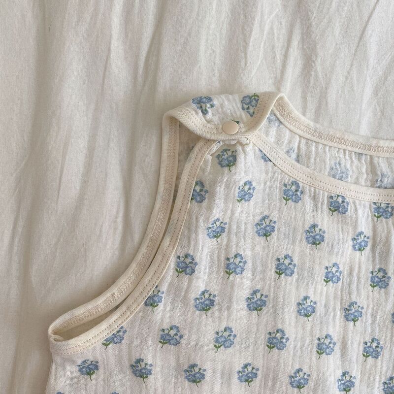 Infant Girl Fashion Retro Floral Sleeveless Sleeping Bag Loose Thin Comfortable Soft Boy Sling Jumpsuit Kid Cute Bedding