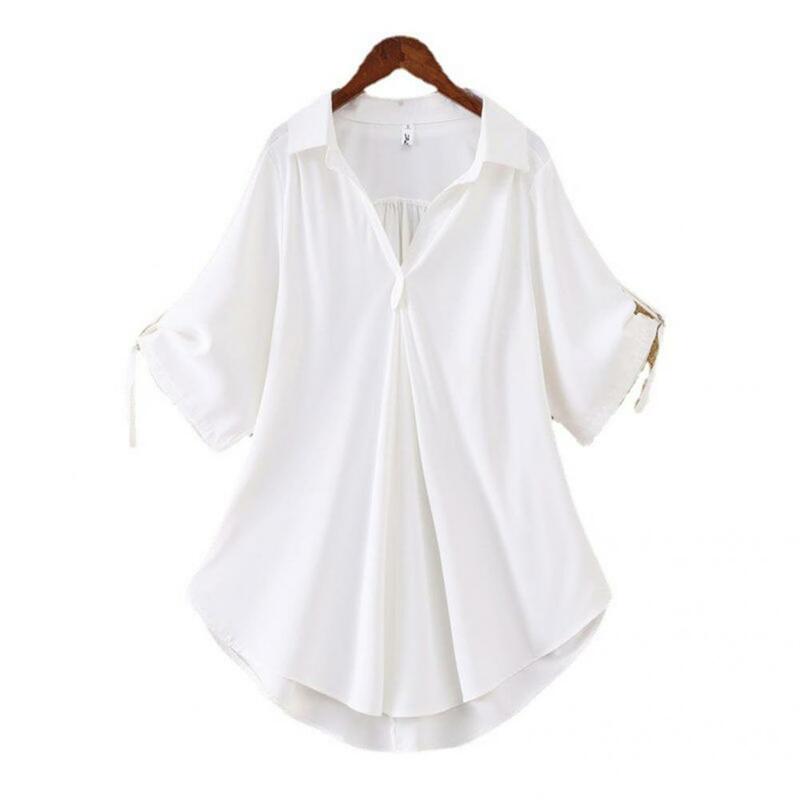 Simple Blouse Half Sleeve Casual Women Wide Hem Casual Tunic  Loose Ladies Tops for Vacation