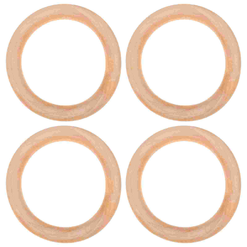 4Pcs Wooden Rings Decorative Circles Round Hanging Rings Handheld Bag Handles