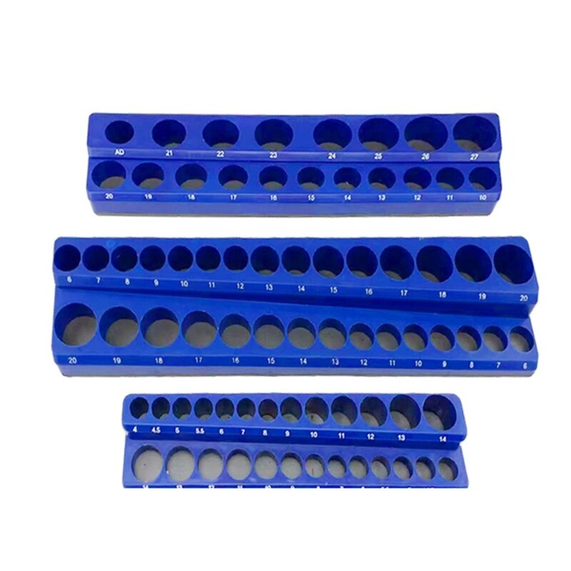 3 Piece Magnetic Socket Holder Holds 75 Sockets for 1/8in 3/8in 1/4in Multiple Size Magnetic Tool Stand Organizer Drop Shipping
