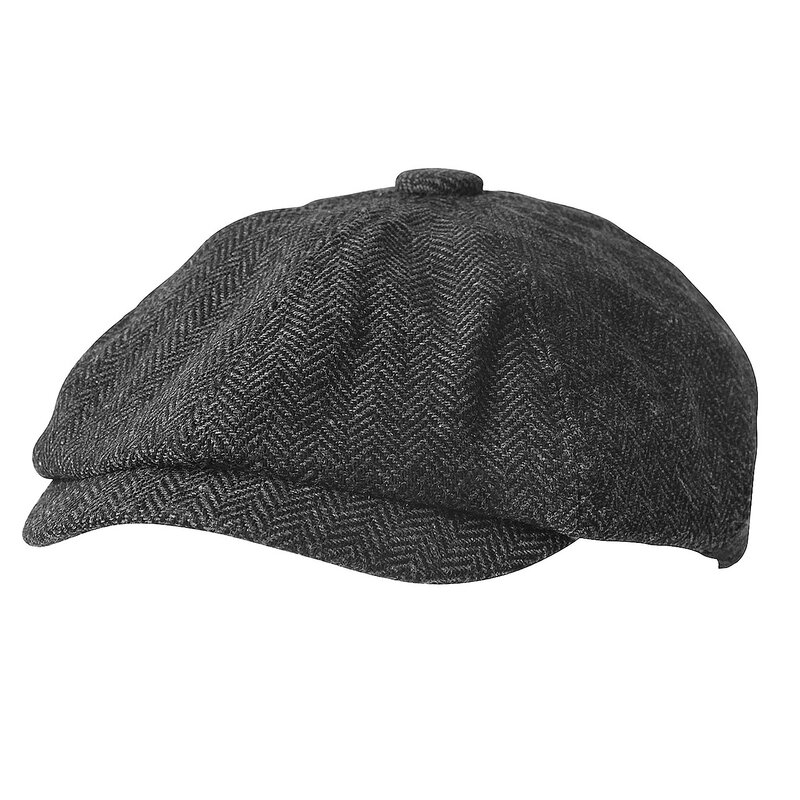 ผู้ชายฤดูหนาว Newsboy หมวกชาย Herringbone แบนหมวก Brim Street หมวก Peaked แปดเหลี่ยม Berets Vintage Topi Baret Pelukis หมวกขนสัตว์