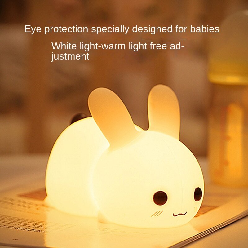 Lámpara de noche de silicona Dudu Rabbit, carga USB, raqueta de Control remoto colorido, luz para dormir, luz nocturna