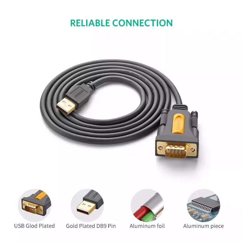 Ugreen – adaptateur de câble USB vers RS232 COM Port série PDA 9 DB9 broches, compatible avec Windows 7 8.1 XP Vista Mac OS USB RS232 COM