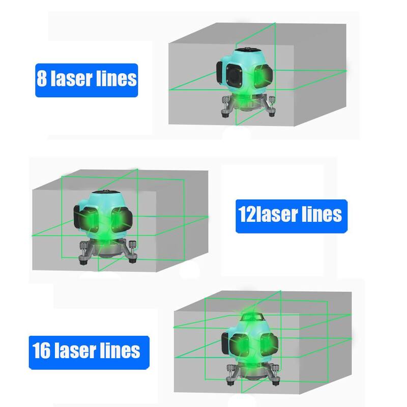 Controle do aplicativo 16 linhas de nível do laser 4d auto-nivelamento 360 horizontal e vertical super poderoso nível do laser verde com 2 bateria