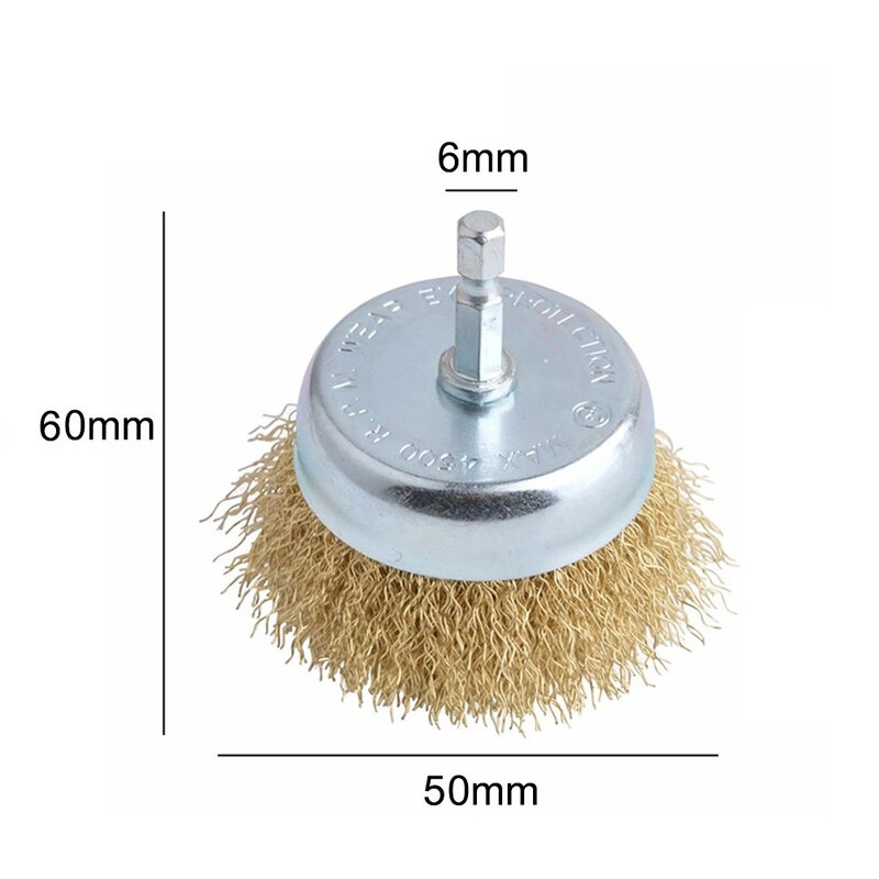 50mm Steel Wire Brush Brass Plated Wheels Brushes Drill Rotary Tools Metal Rust Removal Polishing Brush