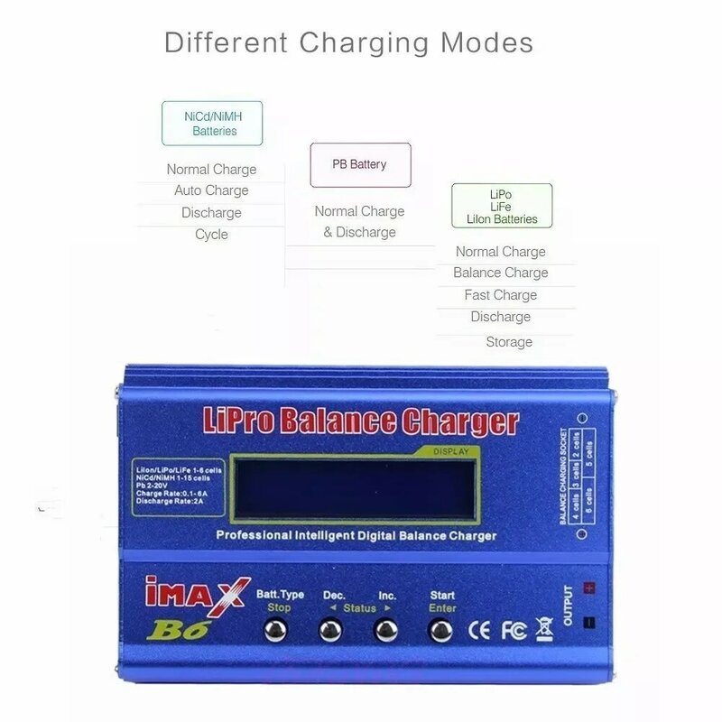 APBLP iMAX B6 80W 6A Battery Charger Lipo NiMh Li-ion Ni-Cd Digital RC Balance Charger Lipro Charger Discharger + 15V 6A Adapter