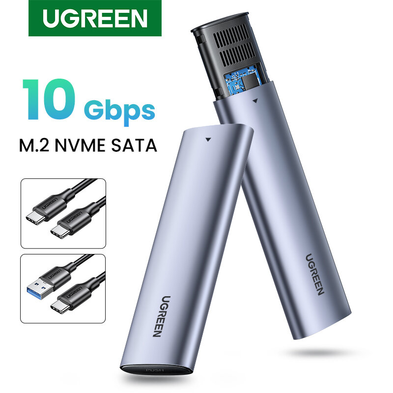 UGREEN M.2 NVMe SSD Enclosure Dual Protocol NVMe SATA to USB 3.1 Gen2 10 Gbps NVMe PCI-E M.2 SSD Case Support UASP For Hard Disk