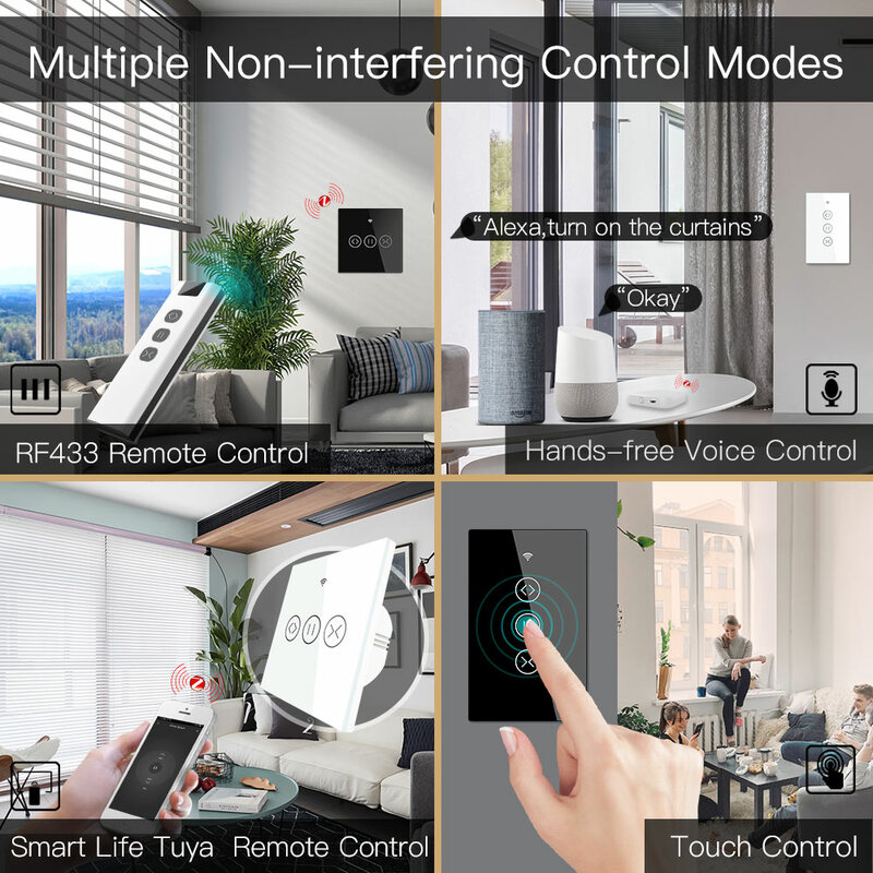 ZigBee RF Smart Touch interruttore per tende tapparelle otturatore Tuya Smart App controllo Wireless lo stato del relè funziona con Alexa Google