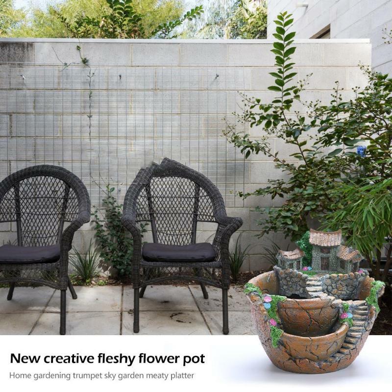 Creative Resin สำหรับ Succulents ดอกไม้หม้อ Retro Fairy Garden บ้านตกแต่ง Desktop Home Mini พืช Bonsai ตกแต่งบ้าน