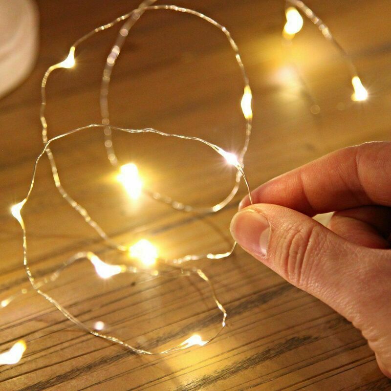 1-10 متر LED صندوق بطارية فضية خيط سلك نحاسي أضواء مقاوم للماء الجنية أضواء ليلية عيد الميلاد جارلاند حفلة زفاف ديكور